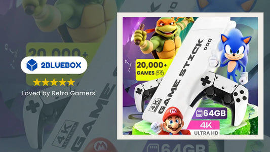 2Bluebox Game Stick Pro 4K retro console review banner Australia.
