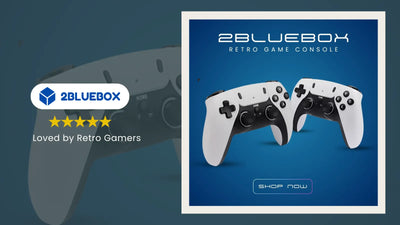 Game Stick Pro review 2025 banner – 2Bluebox retro game console with twin wireless controllers for Aussie gamers