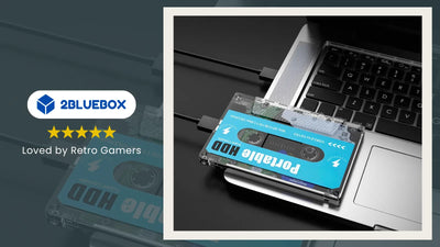 Portable HDD Super Console connected to a laptop, turning an old PC into a Batocera retro gaming system.