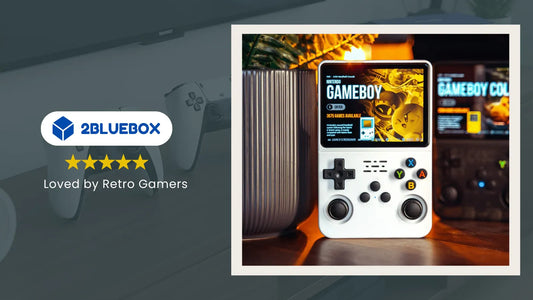 2Bluebox guide to best retro game console Australia 2025 featuring Game Stick Pro and R36S.