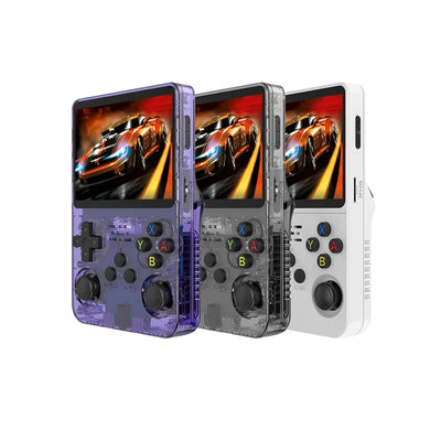 GameGirl retro console review comparison featuring vertical pocket handhelds in translucent purple and white