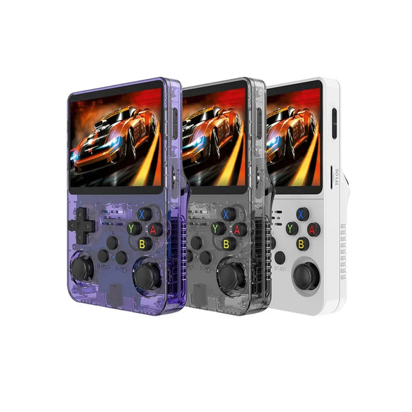 GameGirl retro console review comparison featuring vertical pocket handhelds in translucent purple and white