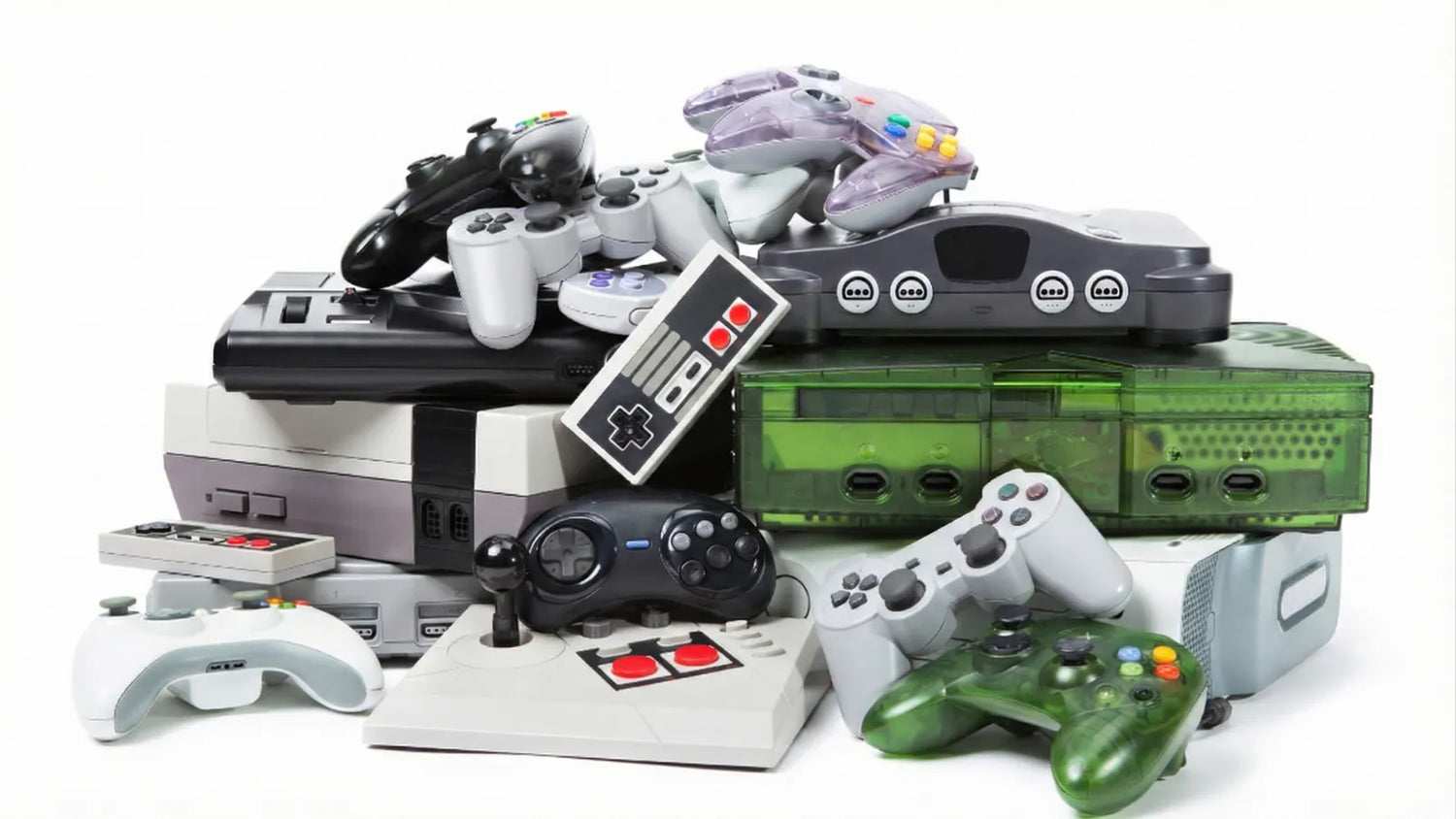 2Bluebox collection of vintage gaming consoles and controllers