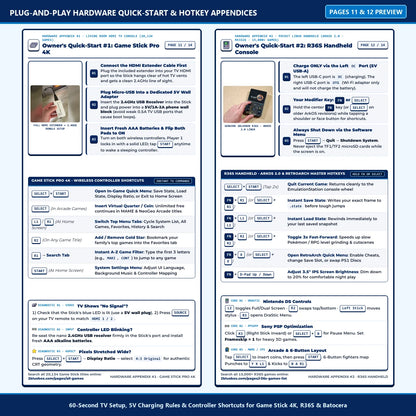 2Bluebox Hardware Quick-Start Appendices - Game Stick Pro 4K & R36S ArkOS 2.0 Save-State Hotkey Cheat Sheets