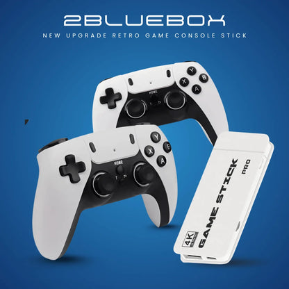 2Bluebox New Upgrade Retro Game Console Stick Pro with dual Bluetooth wireless controllers – 4K HDMI plug and play system