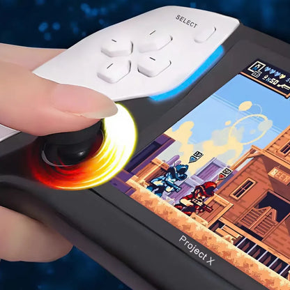 Precision analog stick on the portable Project X game console by 2Bluebox, ensuring smooth gameplay for commuters.