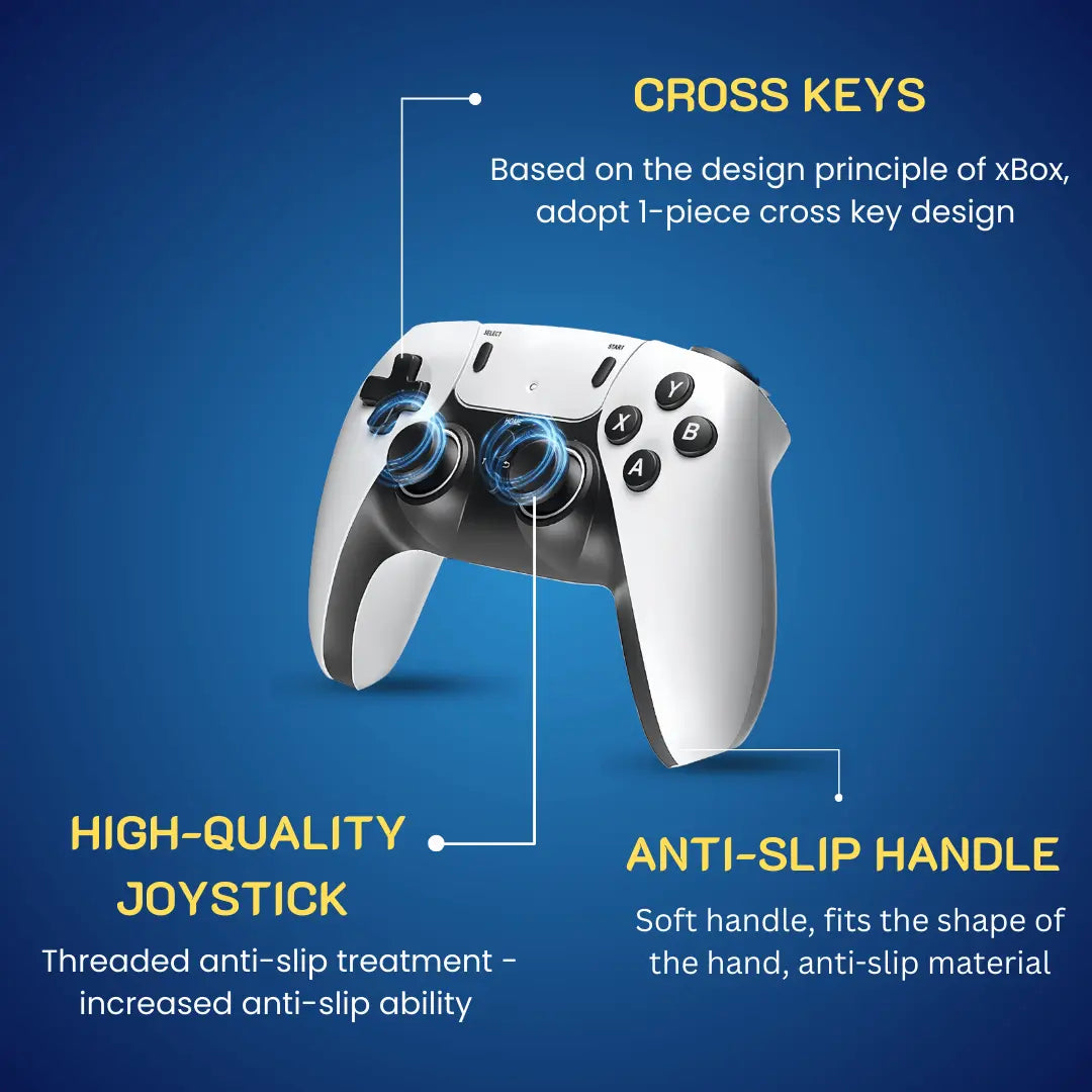 Wireless controller for NEW UPGRADE Retro Game Console Stick featuring cross keys, high-quality joystick, and anti-slip handle design